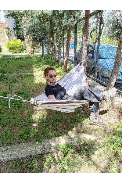 arslan deco Kumaş Hamak, Bez Hamak,tekne Hamağı,sağlam Hamak, Geniş Hamak Kahverengi Xl Hamak, Bahçe Hamağı