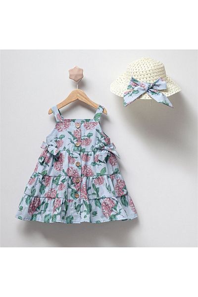 morwind Girl's Dress Summer Floral Dress with Hat