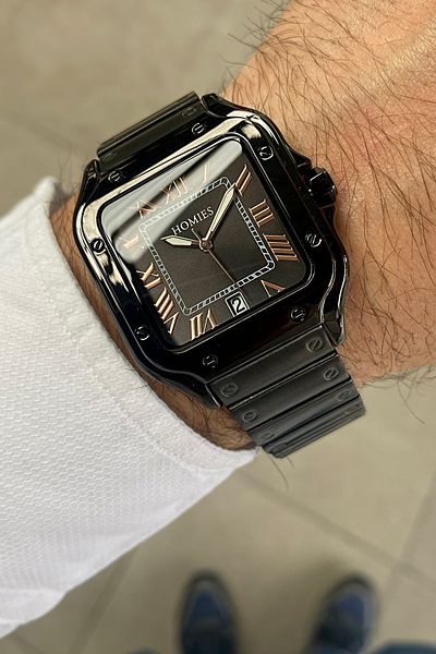 Homies MEN'S WRISTWATCH SQUARE CASE ROME FIGURES STEEL CORD CHARGED BRACELET