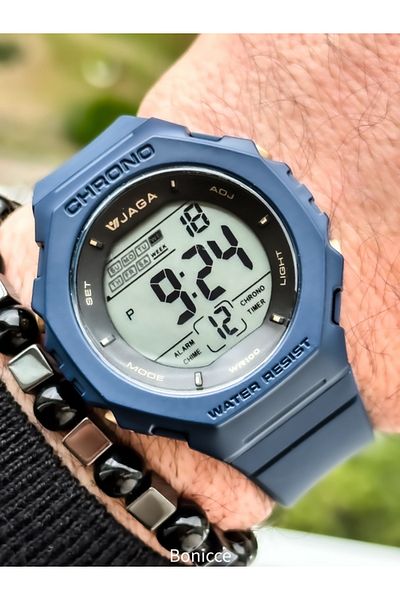 Jaga Cyan Color Waterproof Men's Digital Wristwatch with Stopwatch