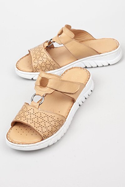 Adım Adım Γυναικείες Παντόφλες Ορθοπεδικές Μπεζ από Γνήσιο Δέρμα