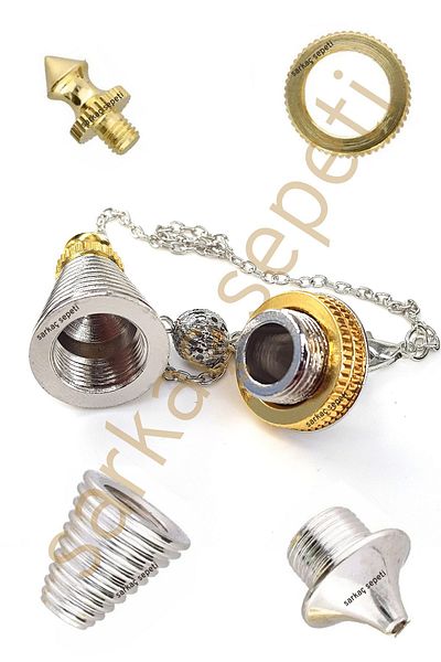 TAŞ SEPETİ Double Covered Diagnostic Brass Pandula Double Color Search Scan Pendulum with Special Chamber for Energy Work