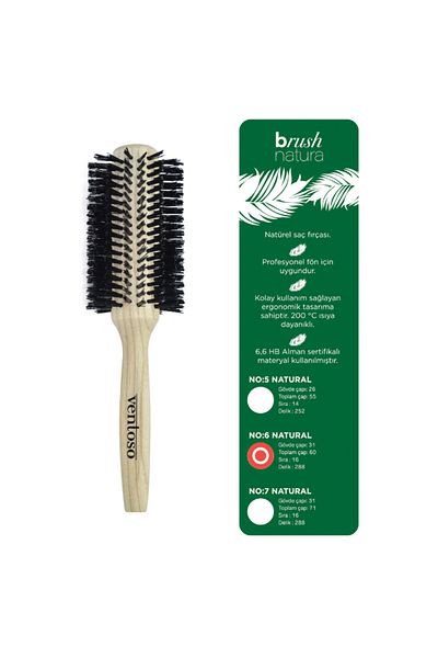Ventoso Brush Natura No:6 Wooden Blow Dry Brush