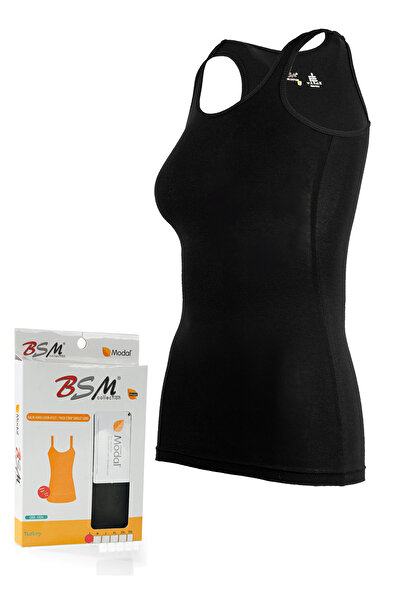 BSM Women's Modal Black Thick Strap Long Tank Top 45603