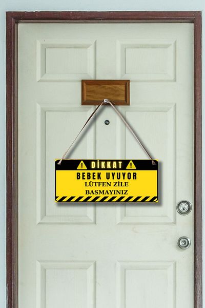 Nod Please Do Not Ring The Bell Baby Sleeping, Home Door Front Warning Ornament, Wooden Warning Sign, Warning Sign