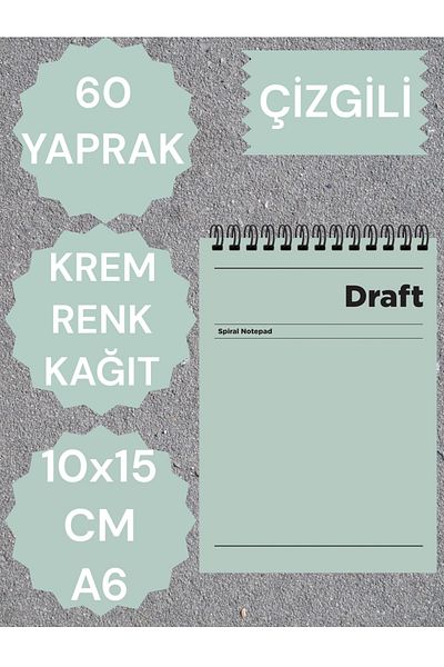 SEYFİKİRTASİYE RIBBED 10X15 CM A6 TOP OPENING NOTEBOOK CREAM COLOR PAPER 60 SHEETS
