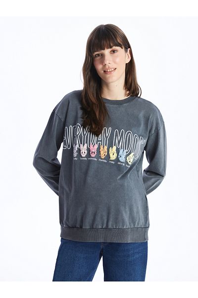 LC Waikiki Crew Neck Daisy Duck Printed Long Sleeve Maternity Sweatshirt