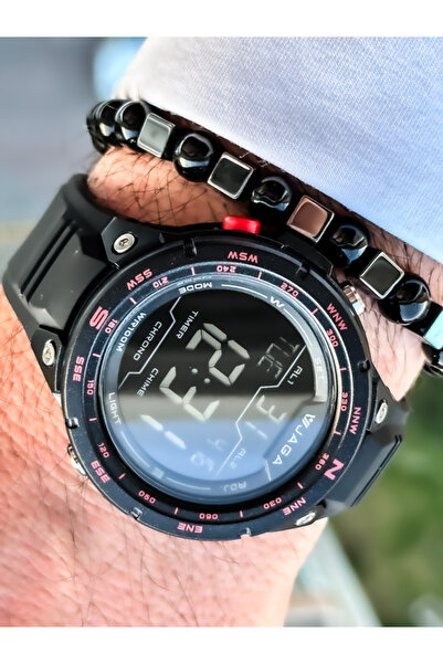 Jaga Black Digital Men's Wristwatch with Waterproof Stopwatch