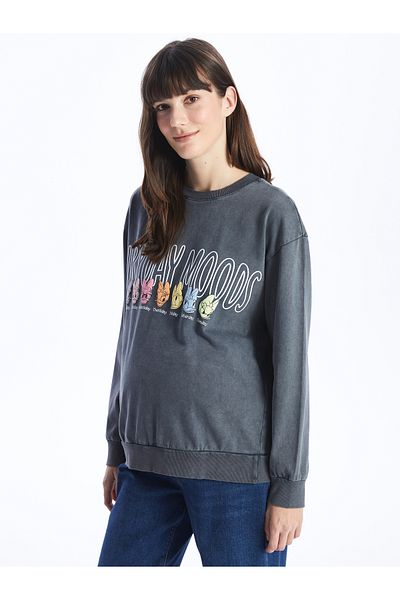 LC Waikiki Crew Neck Daisy Duck Printed Long Sleeve Maternity Sweatshirt