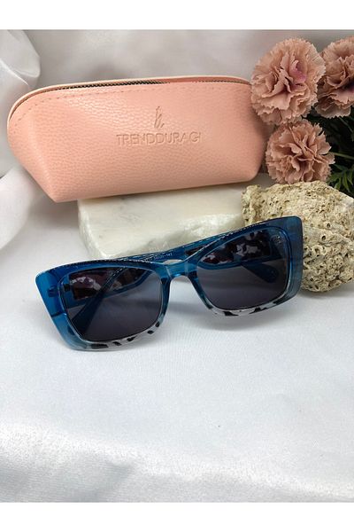 Di Caprio Keds Cat Eye Blue Black Patterned Women's Sunglasses