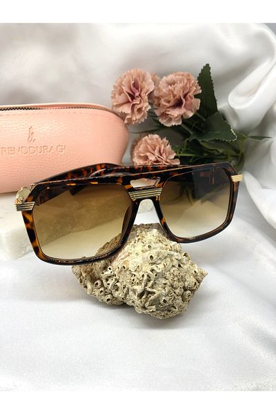 Di Caprio Rudni Gold Detailed Leopard Women's Sunglasses