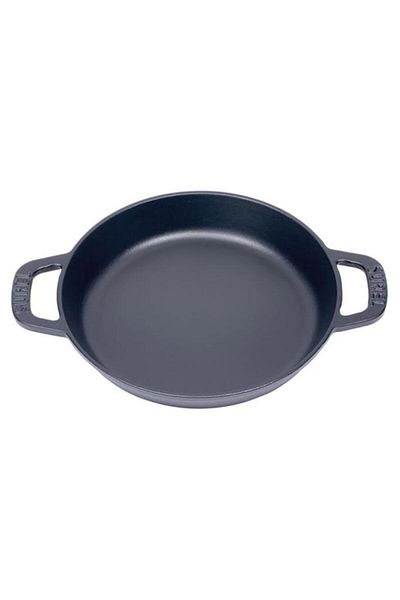 Sürel Shiny Matte Enameled 18 Cm Round Flat Pan Matte Black