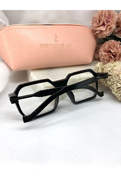 Di Caprio Scar Design Square Clear Black Women's Sunglasses