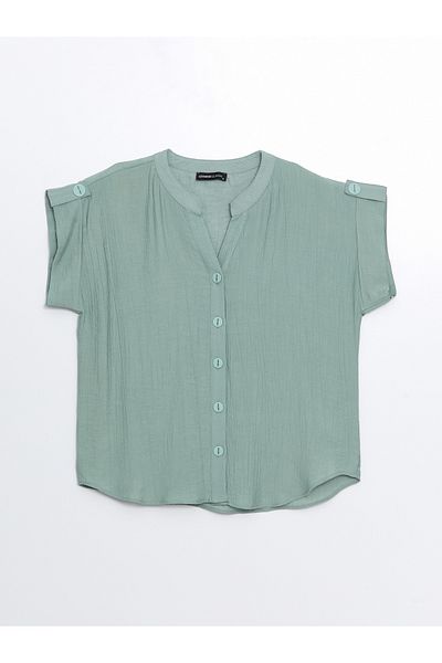 LC Waikiki Damenbluse – ausfallender Kragen, gerader Schnitt, kurze Ärmel