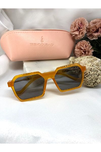 Di Caprio Scar Design Square Mustard Women's Sunglasses