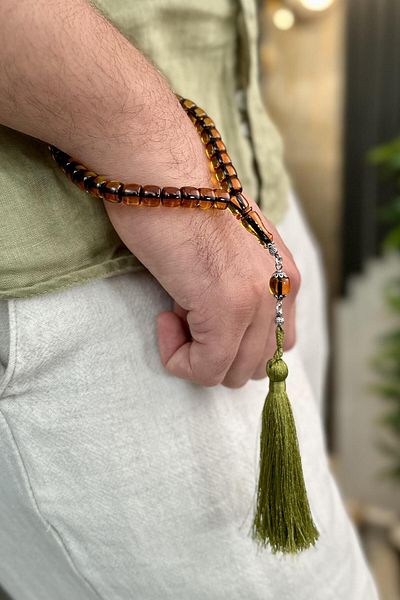 dergah tesbih Wrist Length Special Fringe Tassel Squeezing Amber