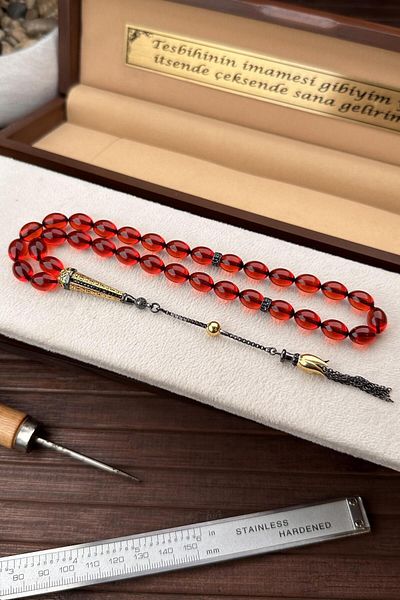 dergah tesbih Diamond Silver Series - Amber Fire Design