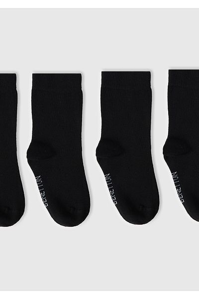 United Colors of Benetton Black 4-piece Sock Set for Boy