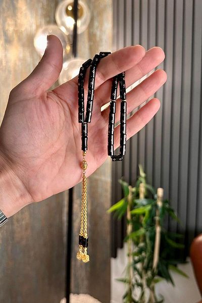 dergah tesbih Master Work Gold Tassel Erzurum Oltu Stone Rosary