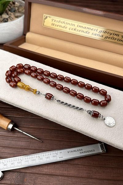 dergah tesbih New Shaved Imame Clamping Amber Prayer Beads with Silver Tassels