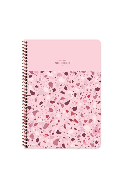 KESKİN COLOR Keskin Color Terazzo Spiralli Pembe Plastik Kapak 80 Yaprak A4 K...