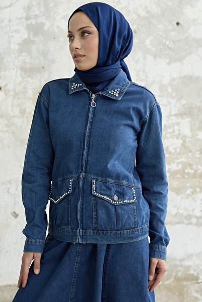 InStyle Костюм с перлена пола - тъмно син