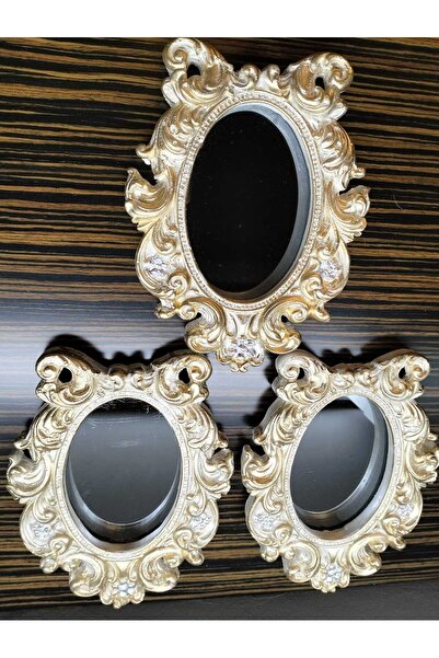 kurt41 Dekoratif Polyester Lüx Oval 3lü Ayna Seti