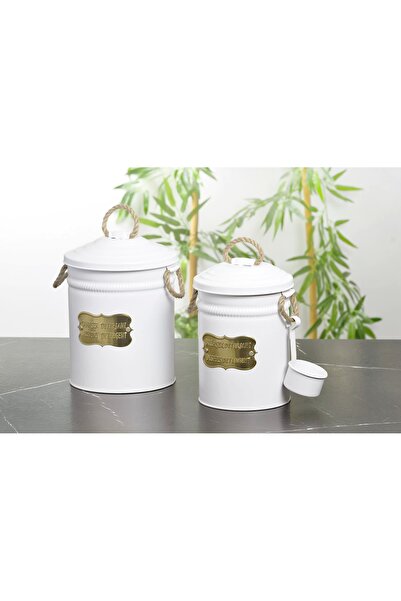 Evistro Detergent Storage Bucket Metal 2 Pieces Scale White