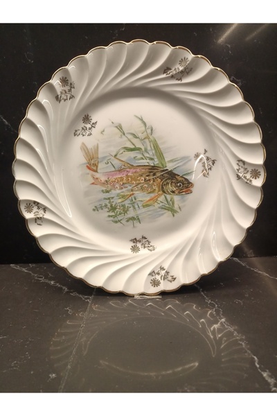 Fransız Limoges VİNTAGE ANTİKA FRANSIZ LİMOGES DAMGALI PORSELEN SERVİS TABAĞI