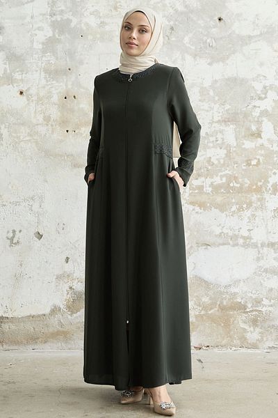 InStyle Ferace με πέτρες γιακά και χερούλια - χακί