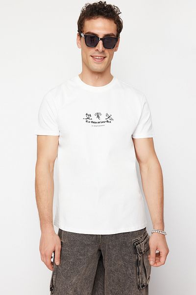 Trendyol Collection Ecru Dragon Print Regular/Normal Fit T-Shirt Tmnss24Ts00209