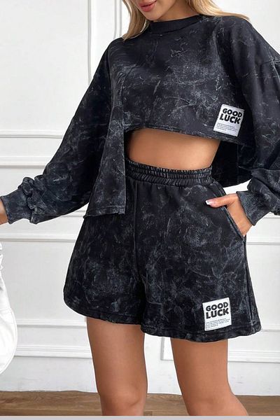 Edit by Trendyol طقم علوي وسفلي محبوك عادي من أنثراسيت TEDSS24AU00004