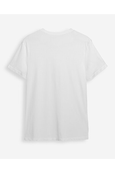 Trendyol Collection Bílé tričko s potištěným textem - Regular Cut TMNSS24TS00218