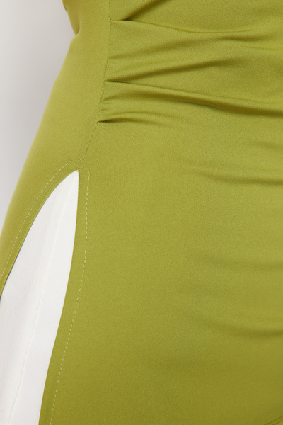 Edit by Trendyol Πλεκτή μπλούζα λαδί στράπλες TEDSS24BZ00030