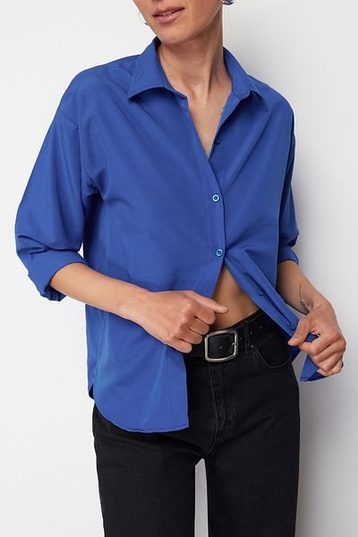 Edit by Trendyol Saks Oversize Knitted Shirt Tedss24Go00000