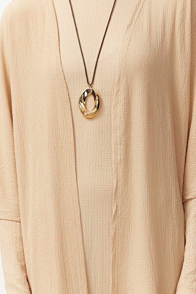 Trendyol Modest Σετ Πλεκτό Κιμονό και Φόρεμα Μπεζ - TCTSS24EB00203