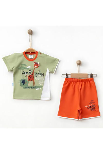 Rise Raba طقم ملابس علوية وشورتات مطبوعة أفريقية بأكمام قصيرة من القطن للأطفا...