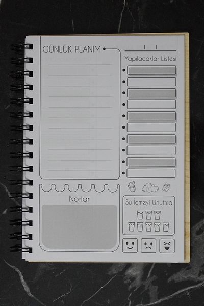 markcat Bird Feather Pen Wooden Daily Planner Notebook - Undated Agenda - Unlimited Planning Notebook - A5