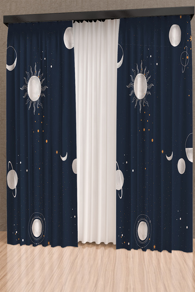 PRINTOPIA ستارة خلفية بنمط المجرة باللون الأزرق الداكن