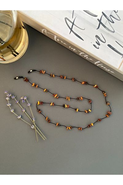 Kotryna Adult Drop Amber Glasses Rope Black 60 cm