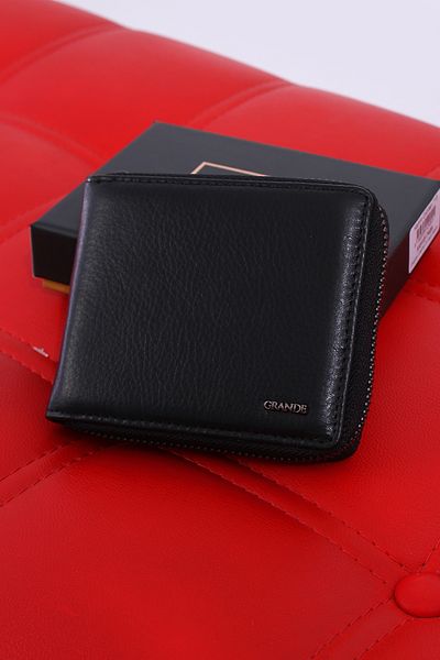 Grande 1579 100% Genuine Leather Zippered Men's Wallet Card Holder Black