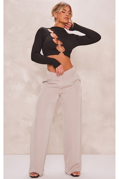 JamaisVu Zincir Detaylı Derin Dekolte Crop Body