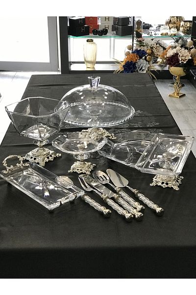 Santara Gorgeous Set with Silver Casted Legs, 6 Pieces of Presentation and Special Design, 5-Piece Service Set