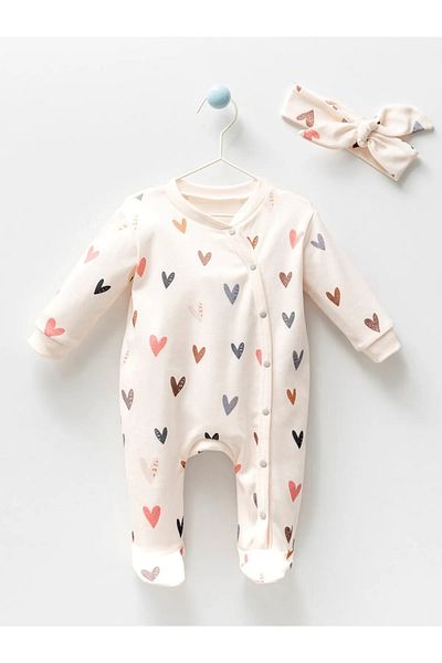 Tiny World HEART PRINTED BOOTIES JUMPSUIT