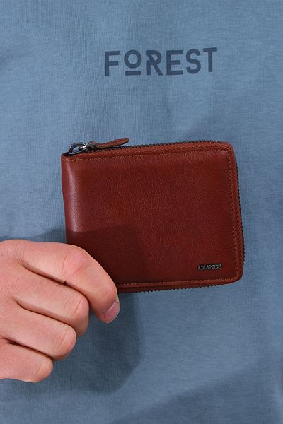 Grande 1579 100% Genuine Leather Zippered Men's Wallet Card Holder Hazelnut