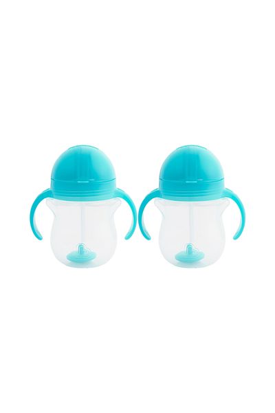 Munchkin Click Lock Tip Drinking Cup with Straw Blue, 6 months, 207ml, Pack of 2