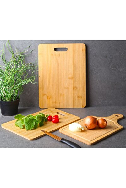 Genel Markalar 3'lü Bambu Kesme Tahta Seti, doğal ve şık mutfak aksesuarları