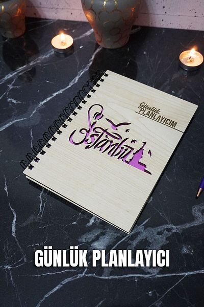 markcat Istanbul Design Wooden Planner Notebook - Αντιμετώπιση χωρίς ημερομηνία - Daily Planner (PLANNING NOTEBOOK) A5