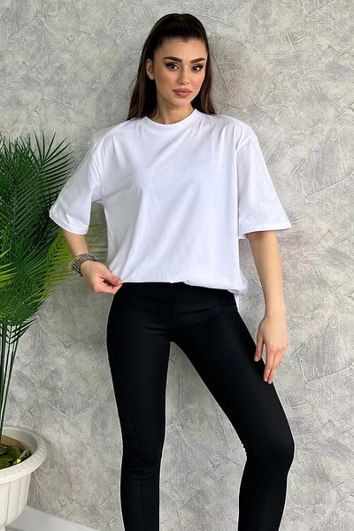 GÜLSELİ Tricou de bază cu umeri albi pentru femei