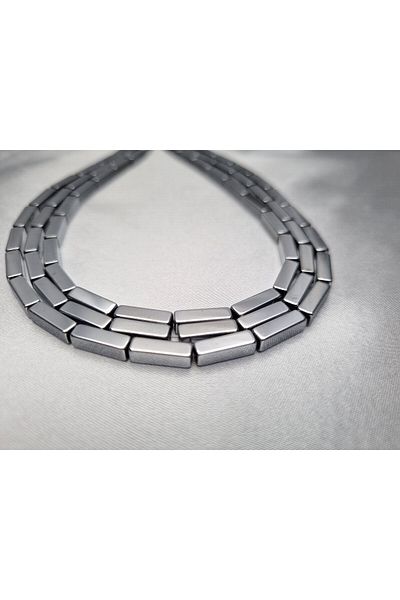 Yüksel Boncuk 4x13mm Square Hematite (Silver) Stone Natural Stone String